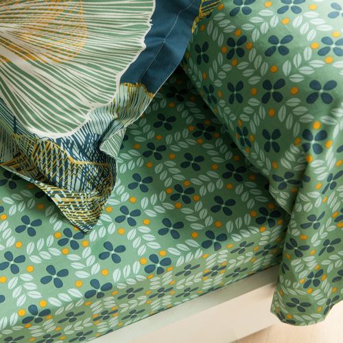 Drap-housse 140x190x28 Vert En Coton
