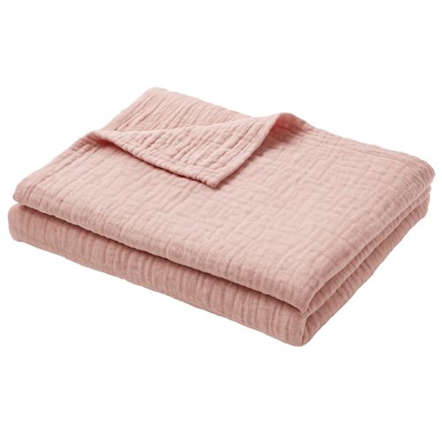 Plaid 130x150 Rose Poudré En Coton