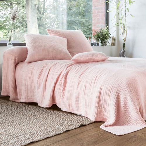 Housse De Coussin 40x40 Rose Poudré En Coton