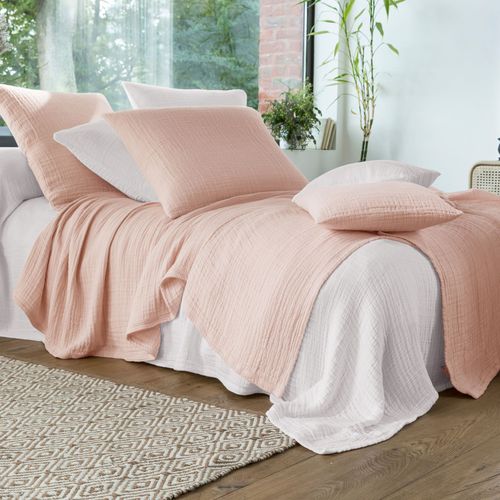 Housse De Coussin 40x40 Rose Poudré En Coton