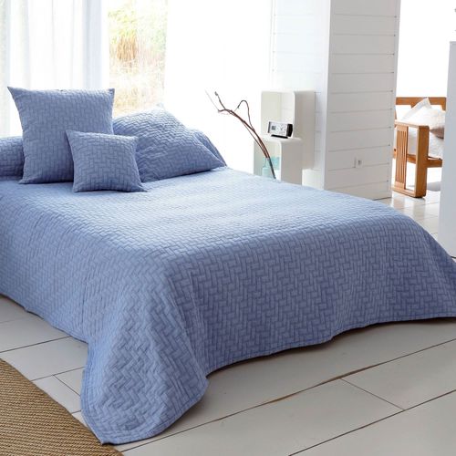 Jeté De Lit 230x250 Bleu En Coton 400 G/m²