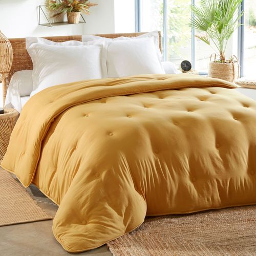 Couette Légère 140x200 Jaune Ocre En Polyester
