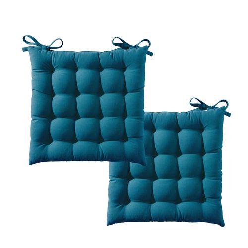 Lot de 2 Galettes 40x40 Bleu Canard En Coton