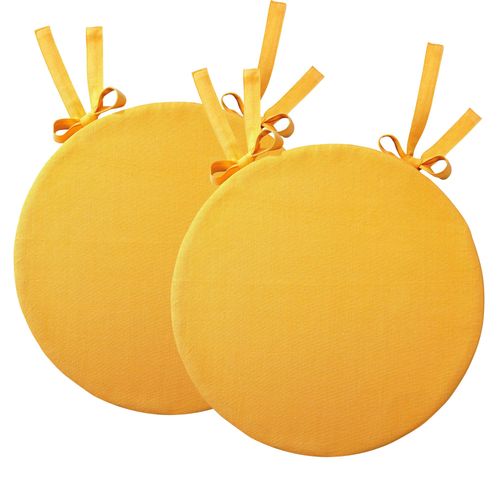 Lot de 2 Galettes Rondes Jaune Ocre En Coton
