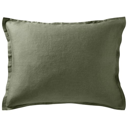 Taie Volant 50x70 Vert Kaki En Lin
