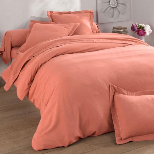 Drap-housse 90x190x28 Orange Peche En Coton