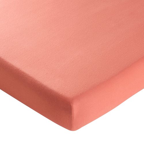 Drap-housse 160x200x28 Orange Peche En Coton