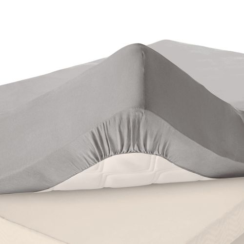 Drap-housse Grand Bonnet 180x200x32 Gris Galet En Coton