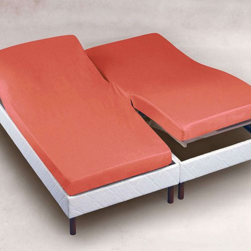 Drap-housse Tête Et Pied Reglable 160x200x28 Orange Poterie En Coton