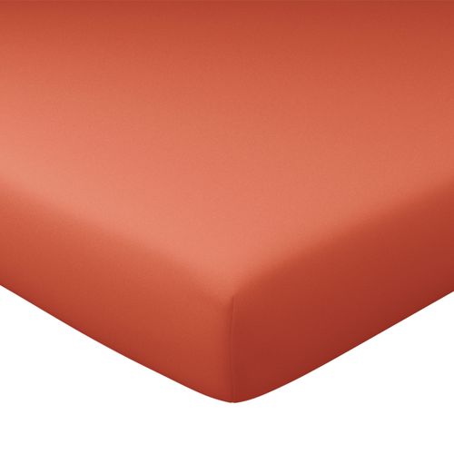 Drap-housse Grand Bonnet 160x200x32 Orange Terracotta En Coton