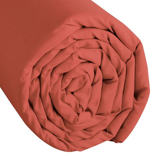 Drap-housse Tête Et Pied Reglable 160x200x28 Orange Terracotta En Coton