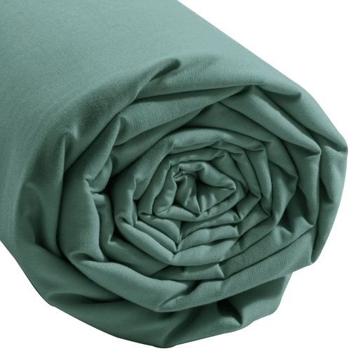 Drap-housse Tête Et Pied Reglable 160x200x28 Vert Eucalyptus En Coton
