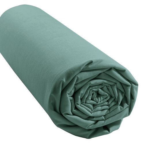 Drap-housse Tête Et Pied Reglable 160x200x28 Vert Eucalyptus En Coton