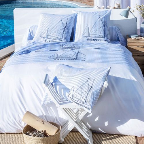 Taie Sac 64x64 Bleu En Coton