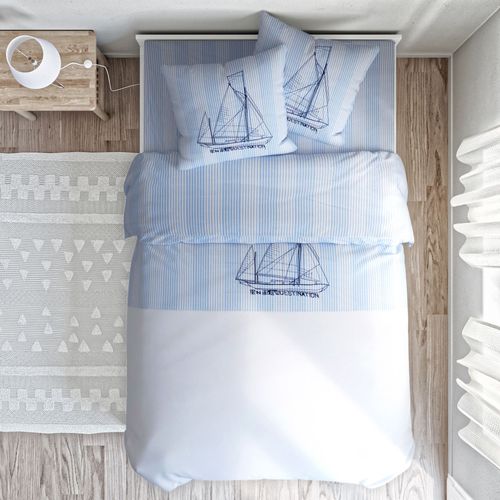 Taie Sac 64x64 Bleu En Coton