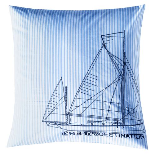 Taie Sac 64x64 Bleu En Coton