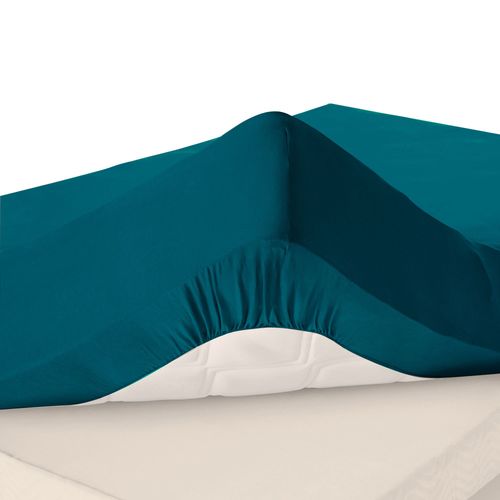 Drap-housse Grand Bonnet 140x200x32 Bleu Petrole En Coton