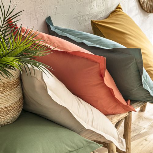 Drap-housse 180x200x28 Orange Poterie En Coton