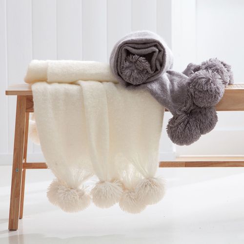 Plaid 125x150 Blanc Écru En Acrylique