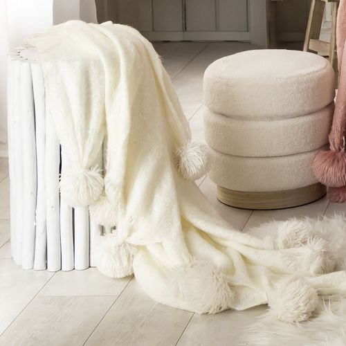 Plaid 125x150 Blanc Écru En Acrylique