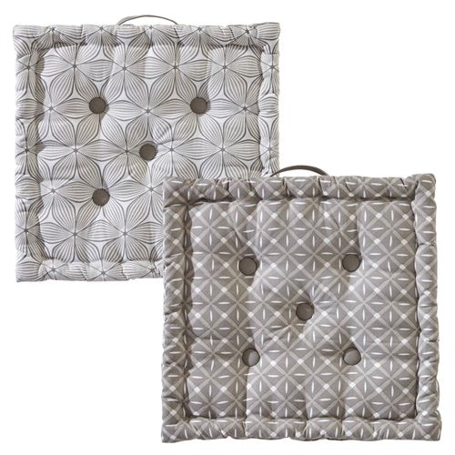 Coussin Matelas 40x40 Beige Grège En Coton