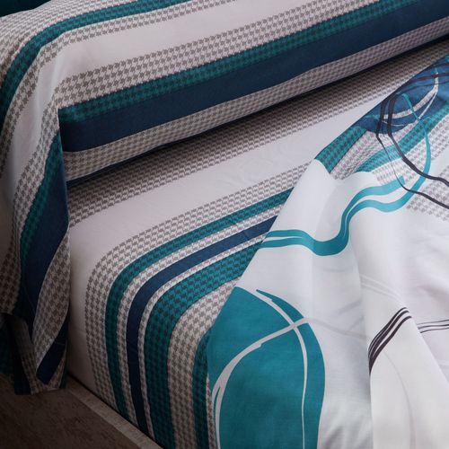 Drap-housse 140x190x28 Bleu En Coton