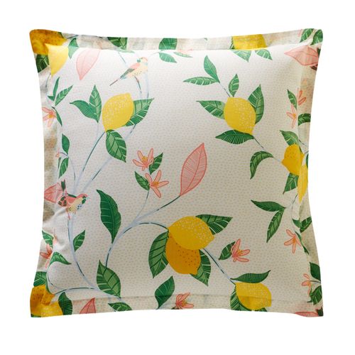 Taie Volant 65x65 Jaune Citron En Coton