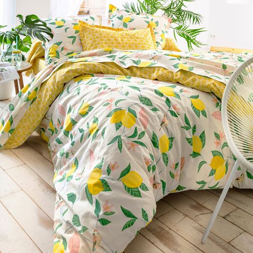 Housse De Couette 140x200 Jaune Citron En Coton
