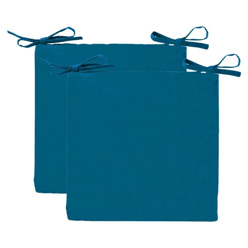 Lot de 2 Galettes 40x40 Bleu Paon En Coton