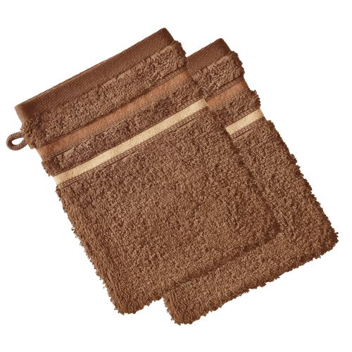 Gant De Toilette 15x21 Beige Chataigne En Acrylique