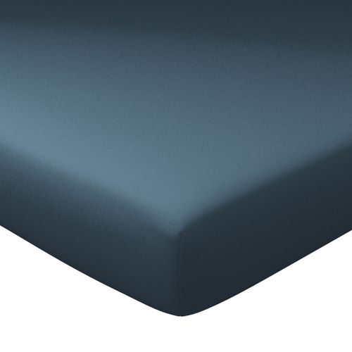 Drap-housse Grand Bonnet 90x200x32 Bleu Orage En Lin