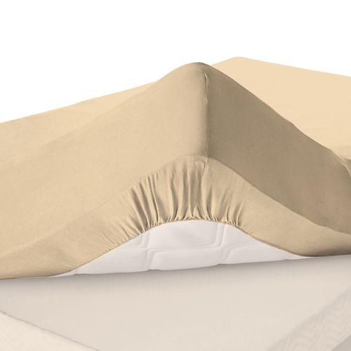 Drap-housse Grand Bonnet 90x200x32 Beige En Coton