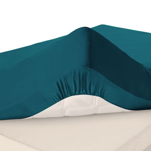 Drap-housse Grand Bonnet 90x200x32 Bleu Canard En Coton