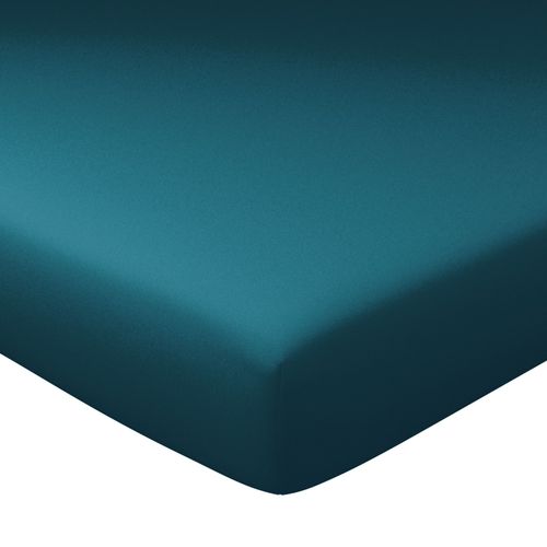 Drap-housse Grand Bonnet 160x200x32 Bleu Canard En Coton