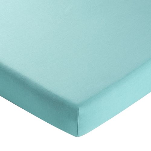 Drap-housse 90x200x28 Bleu Aqua En Lin