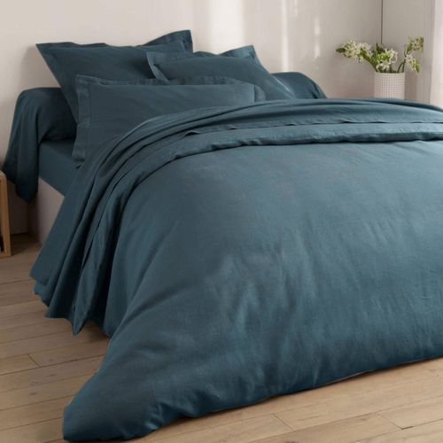 Drap-housse 140x200x28 Bleu Orage En Lin
