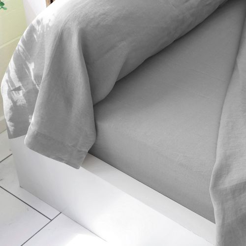 Drap-housse 140x200x28 Gris En Lin