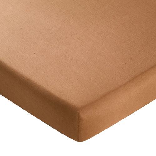 Drap-housse 140x200x28 Marron Caramel En Lin