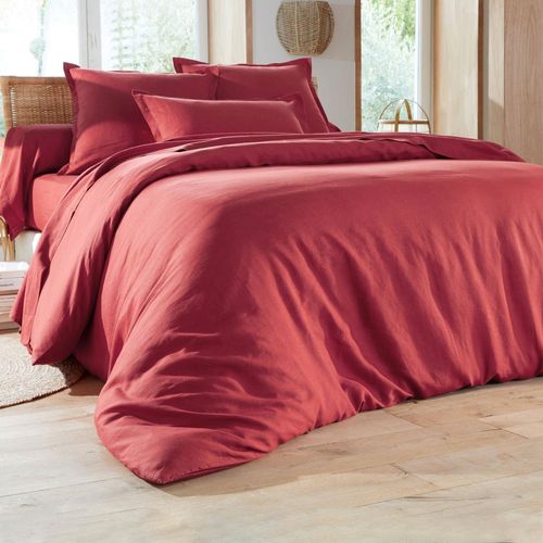 Taie Volant 50x70 Orange Sienne En Lin