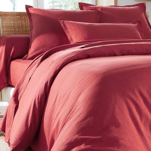 Housse De Couette 140x200 Orange Sienne En Lin