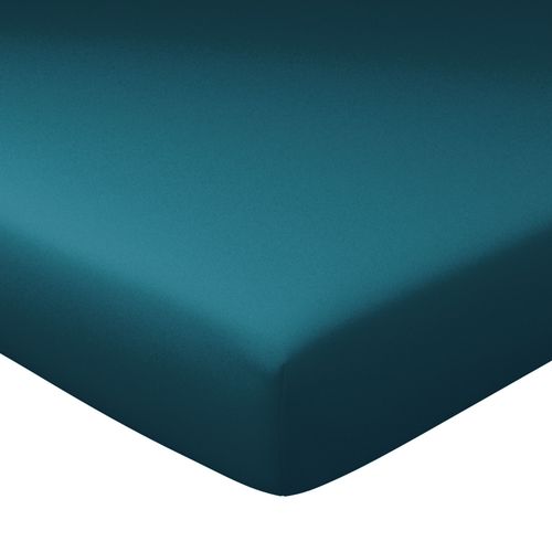 Drap-housse Grand Bonnet 90x200x40 Bleu Canard En Coton