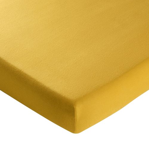 Drap-housse 90x200x28 Jaune Moutarde En Coton
