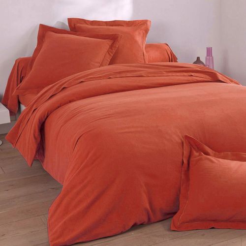 Drap-housse 90x200x28 Orange Terracotta En Coton