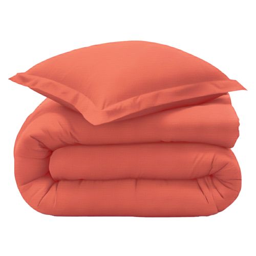 Housse De Couette 260x240 Orange Terracotta En Coton