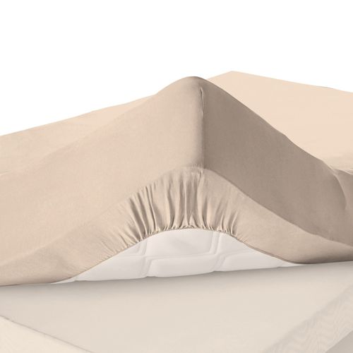Drap-housse Grand Bonnet 90x200x30 Beige Sable En Coton