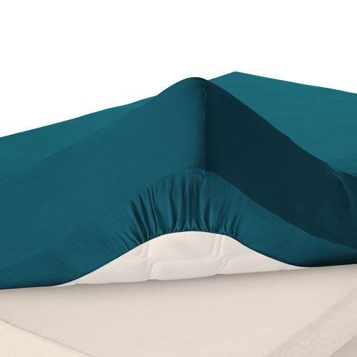 Drap-housse Grand Bonnet 140x200x30 Bleu Canard En Coton