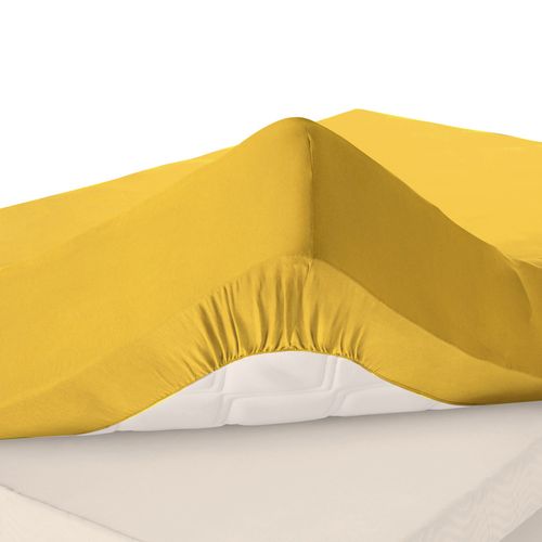 Drap-housse Grand Bonnet 90x200x30 Jaune Ocre En Coton