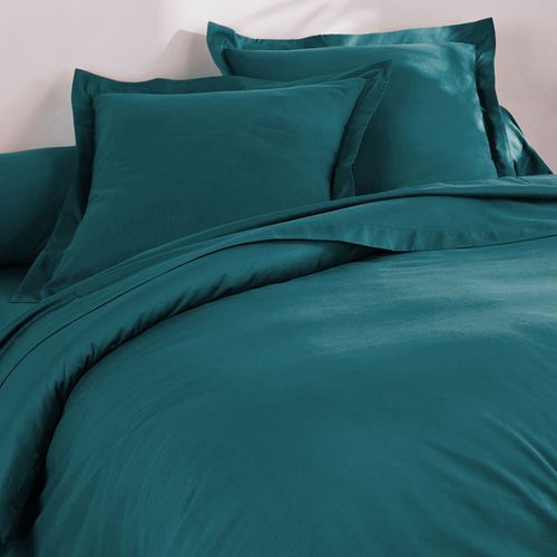 Drap-housse 90x200x28 Bleu Canard En Coton