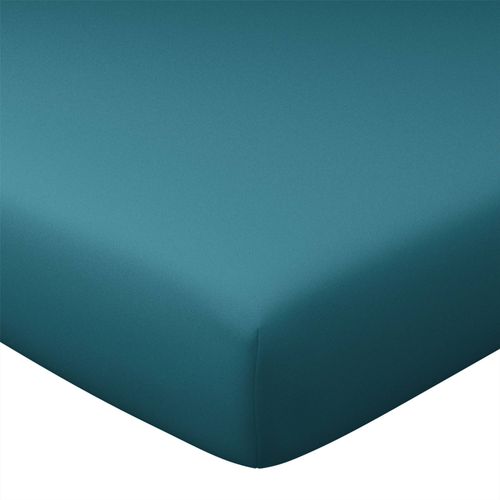 Drap-housse 90x200x28 Bleu Canard En Coton