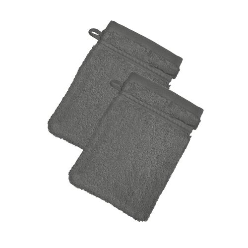 Lot De 2 Gant De Toilette 15x21 Gris Granit En Coton